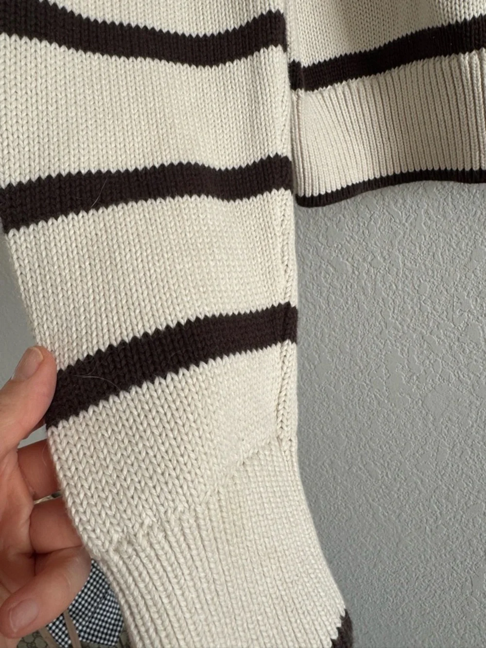 GAP Brown and Cream Striped roll neck Sweater Medium Cotton - Picture 3 of 4